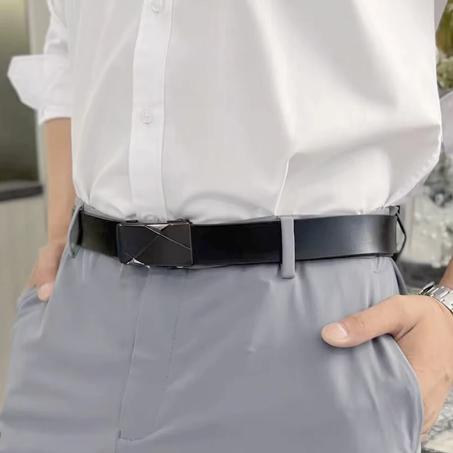 Automatic Buckle Belt For Men, Business Minimalist Leather Style_voghion.com