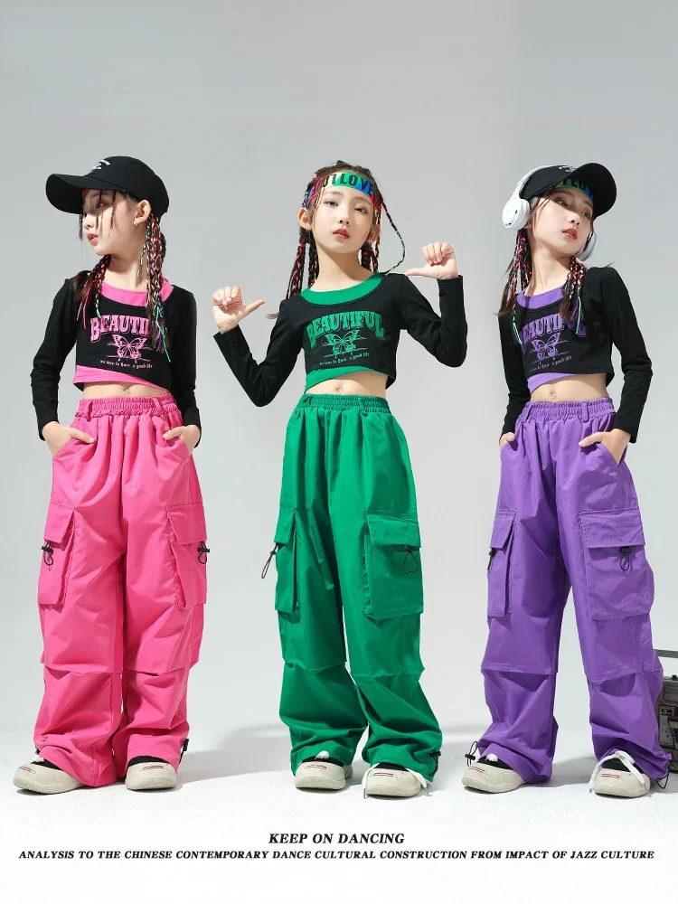 

Competition Performance Clothes Children Hip Hop Street Dance Costume Girls Jazz Dance Set Girls Model Runway Walking Costume