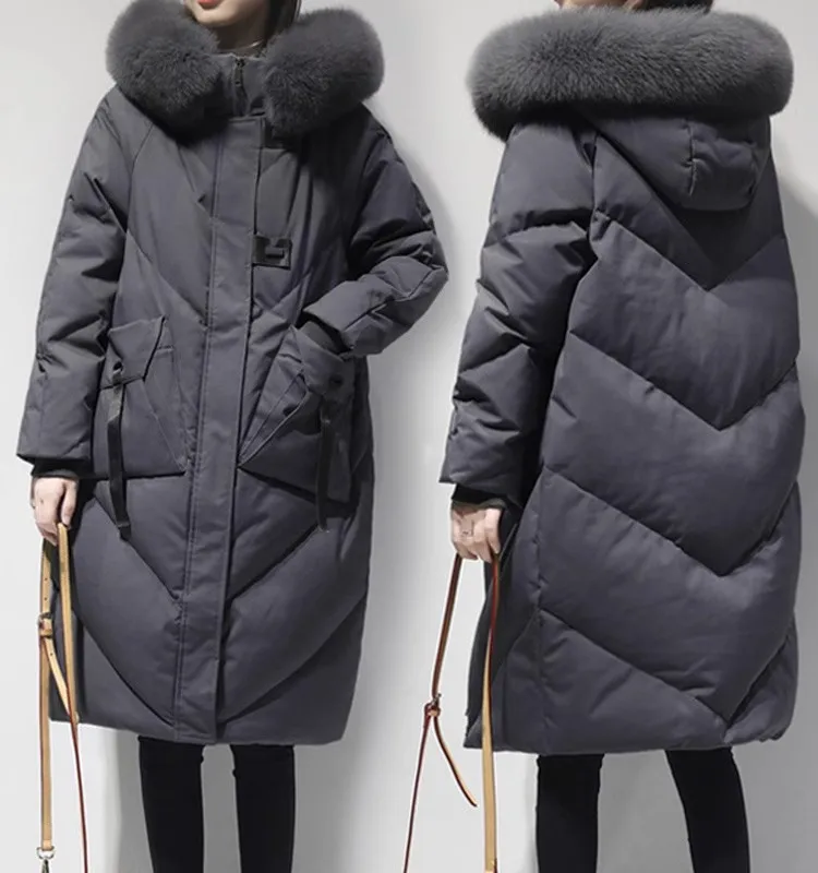Black Winter Coat 2025 New Women's Thick Down Cotton Jacket Women Loose Hooded Parker Coat Oversized Female Cotton Warm Overcoat