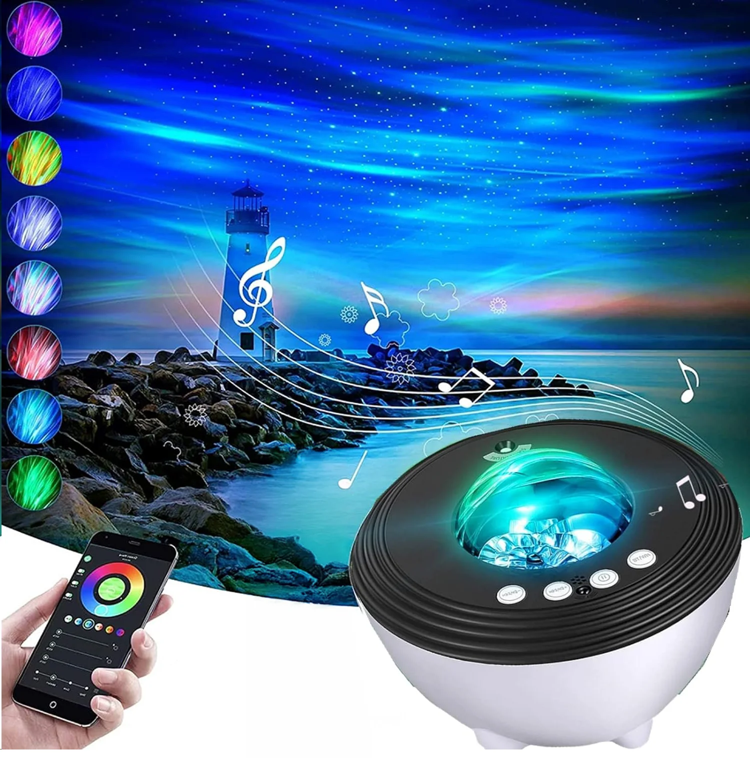 

Star Projector LED Aurora Projector Bluetooth Speaker Night Light White Noise Galaxy Projector For Bedroom Kids Decoration Home