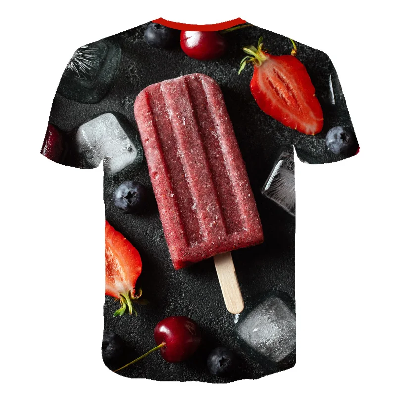 Round Neck Women's Pineapple Ice Cream Summer T-shirt Short-sleeved Summer T-shirt red t shirt