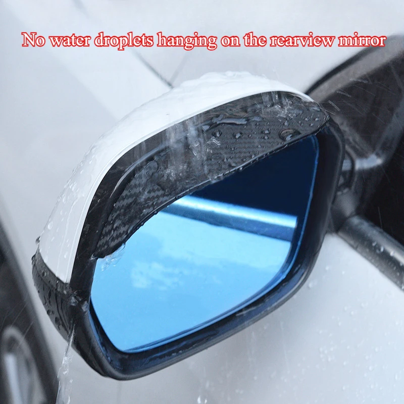 2PCS Car Rearview Mirror Rain Eyebrow Carbon Fiber Shade Protector Clear Vision Rain Auto Mirror Organizer Accessories