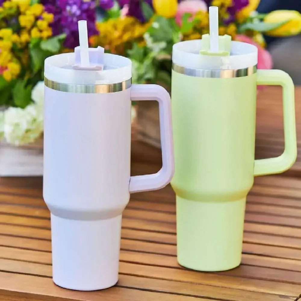 Travel Tumbler Straw Coffee Insulation Cup 40oz Handle Portable Car Stainless Steel Water Bottle BPA Free Thermal Water Mug