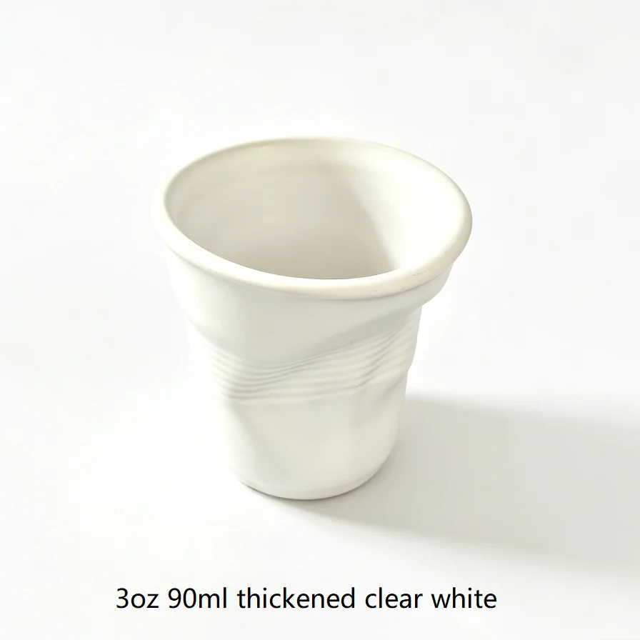 Artistic Textured Ceramic Coffee Mug in Retro Folded Design
