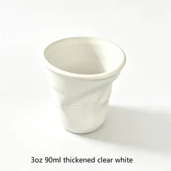 Artistic Textured Ceramic Coffee Mug in Retro Folded Design - 81 - 100ml (D white)