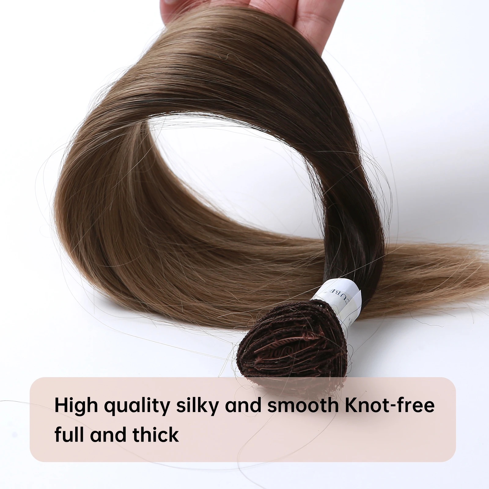 Synthetic Straight Clip In Hair Extension Long Natural Fake Hair for Women Black Brown Ombre Thick Hairpieces Heat Resistant