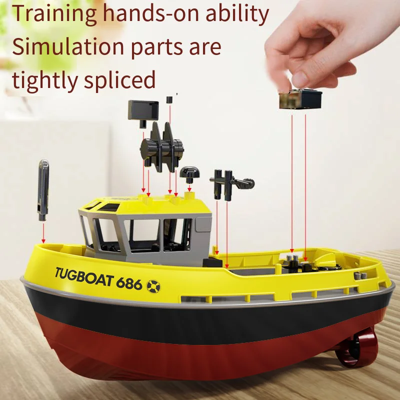 

1:72 Full Scale Remote Control Boat Simulation Tugboat 686 Dual Motor Small Tugboat Charging Children's Toys Gift Boy Toys