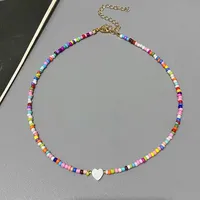 New Nature Shell Love Heart Choker Necklace for Girl Spring Summer Fashion Small Colorful Glass Beads Necklace Gift for Friend - Image 4