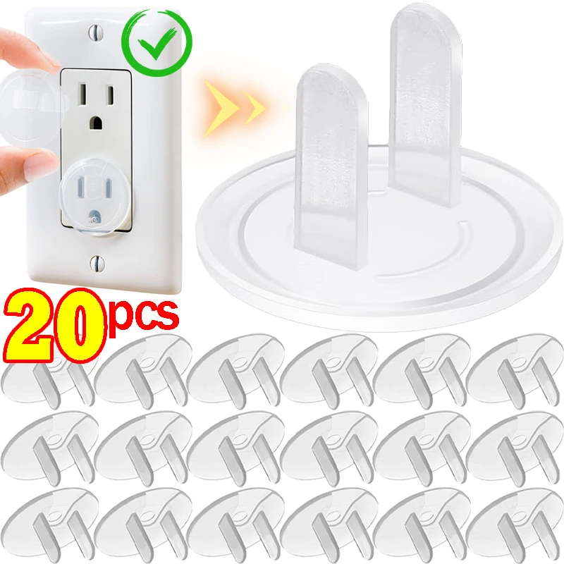 Enchufe de seguridad eléctrica estándar americano para bebé, cubierta protectora transparente, protección de salida, suministros de seguridad para niños, 1/20 piezas