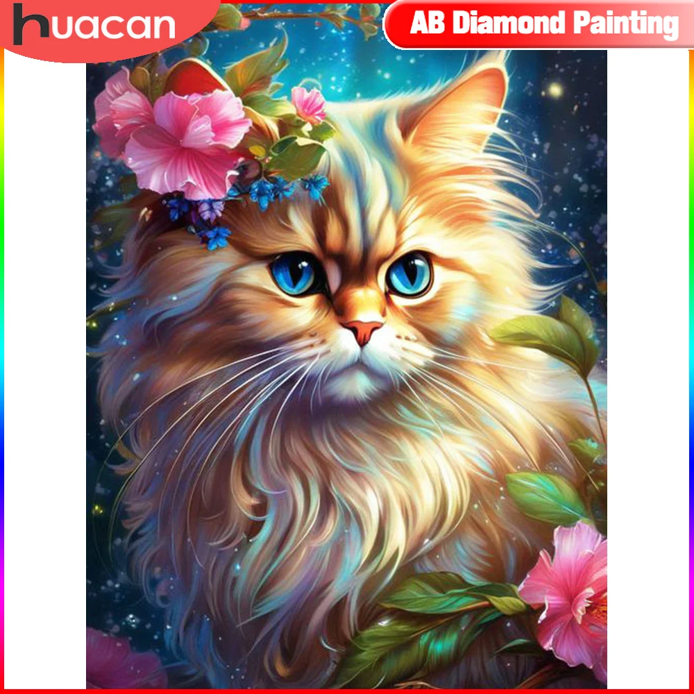 HUACAN Cat Diamond Painting New Square Rhinestones Animal Flower 5D DIY  Mosaic Landscape Paintings For Interior - AliExpress