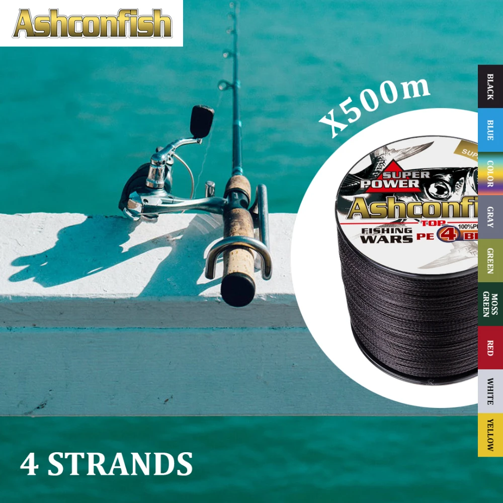 베네딕트 슈퍼 PE 편조 낚싯줄, 잉어 낚시용 멀티 필라멘트 낚싯줄, 4 가닥, 500m, 1000m, 바닷물 6-100LBS