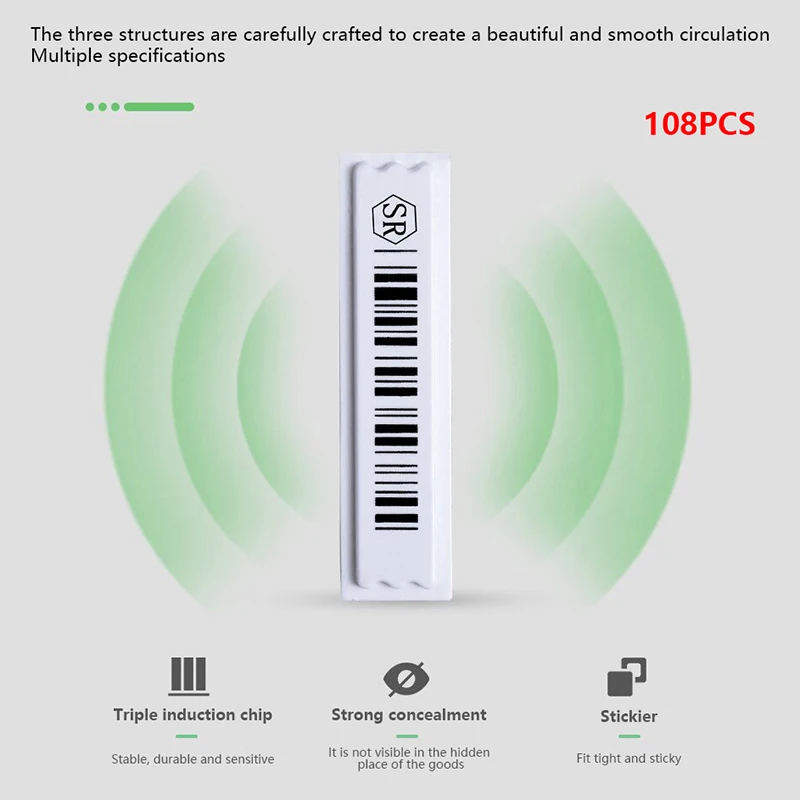 Acoustomagnetic Anti-theft Label Clothes Labels Stickiness Security Tags Sticker Heat Sensitive Plastic 108 Pcs security tag accessory