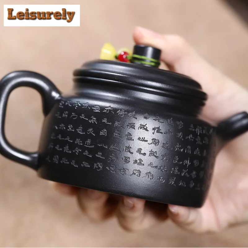230ml Boutique Yixing Purple Clay Teapots Handmade Black De Zhong Pot Raw Ore Dahongpao Mud Kettle With Infuser Zisha Tea Set