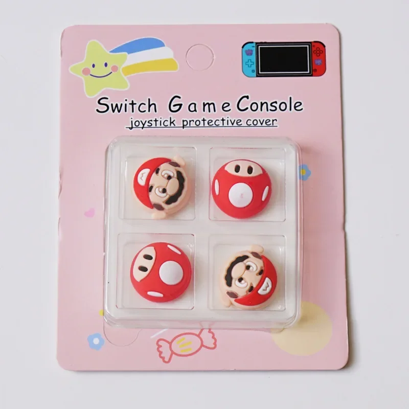 

4pcs Super Mario Silicone Thumb Stick Grip Cap Game Console Joystick Switch Protective Case Children's Anime Peripheral Toy Gift