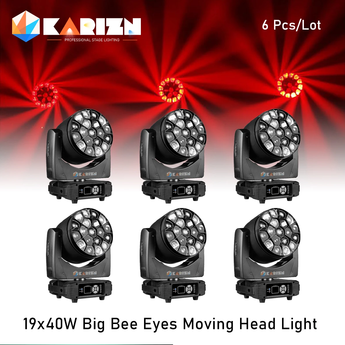 

0 Tax 6Pcs LED Beam Wash Big Bees Eyes 19x40W RGBW Zoom Moving Head Lighting With LED Aperture DJ Disco Stage Effect Equipment