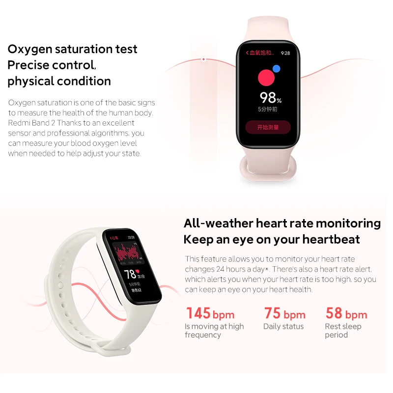 Xiaomi Redmi Band 2 Smart Bracelet 1.47" Display Blood Oxygen Heart Rate  Fitness Tracker Mi Miband 2 Wristband CN Global Version - AliExpress