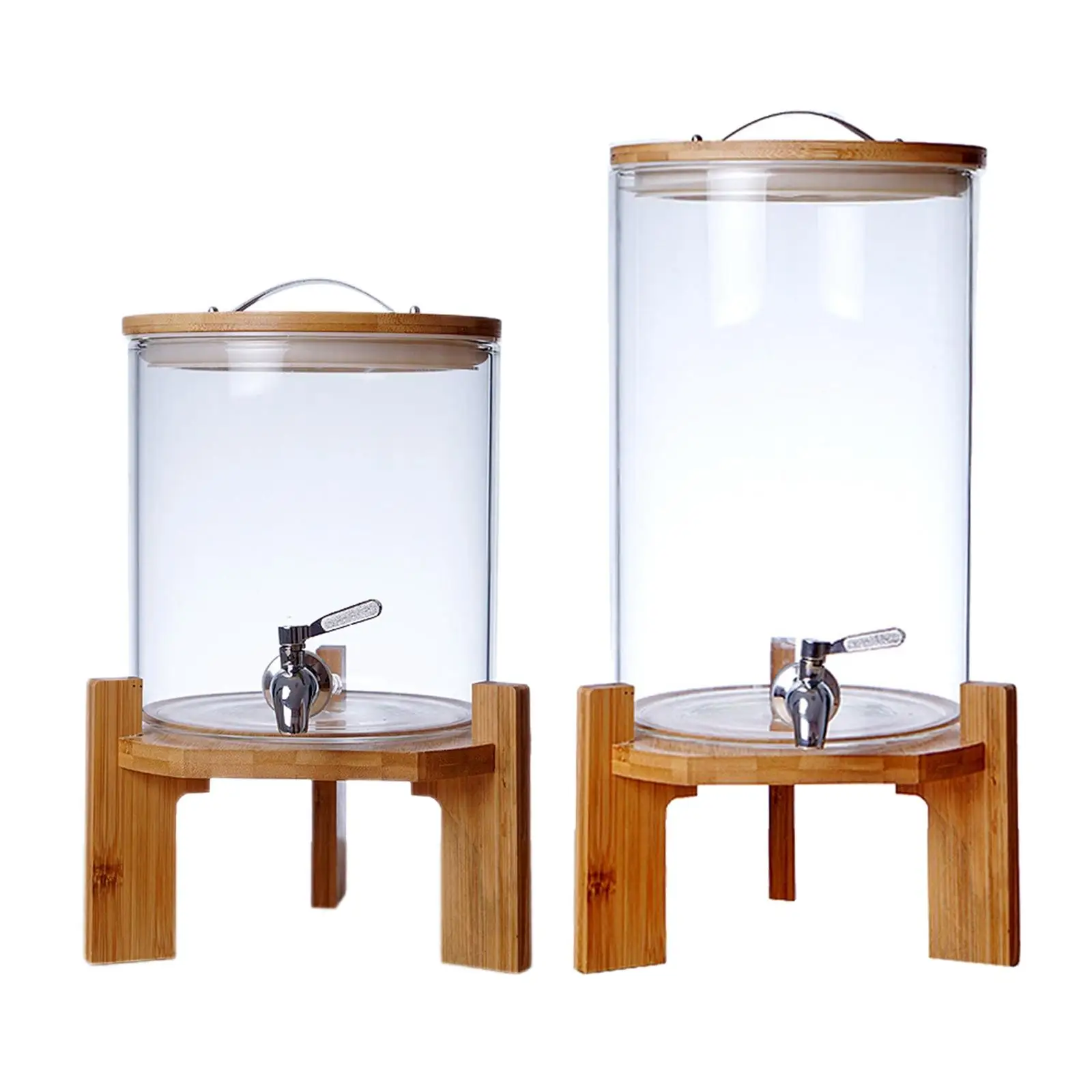 

Glass Beverage Barrel Dispenser Transparent Sealed Wine Bottle with Lid Container Beverage Barrel High Borosilicate Faucet Glass