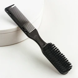 Double-sided Comb Brush Black Small Beard Styling Brush Professional Shave Beard Brush Barber Vintage Carving Cleaning Brush