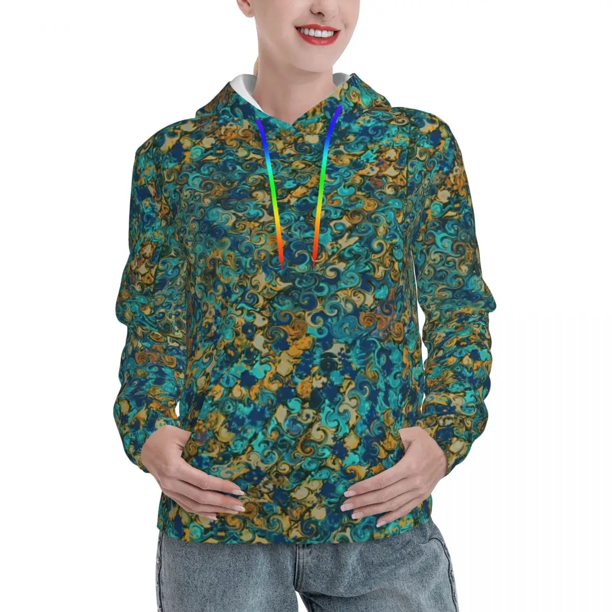 

Swirly Baroque Casual Hoodies Retro Print y2k Funny Sweatshirts Winter Long Sleeve Streetwear Oversize Pullover Hoodie Gift