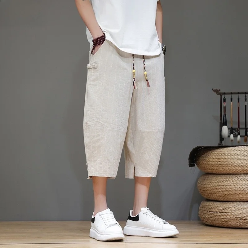 النمط الصيني فضفاض بنطال ذو قصة أرجل واسعة الرجال...