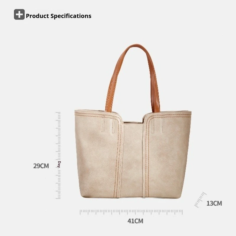 Borsa a Spalla da Donna con Manico Superiore, Grande Capacità, Stile Vintage Elegante, per Uso Quotidiano, Lavoro e Ufficio - immagine 5