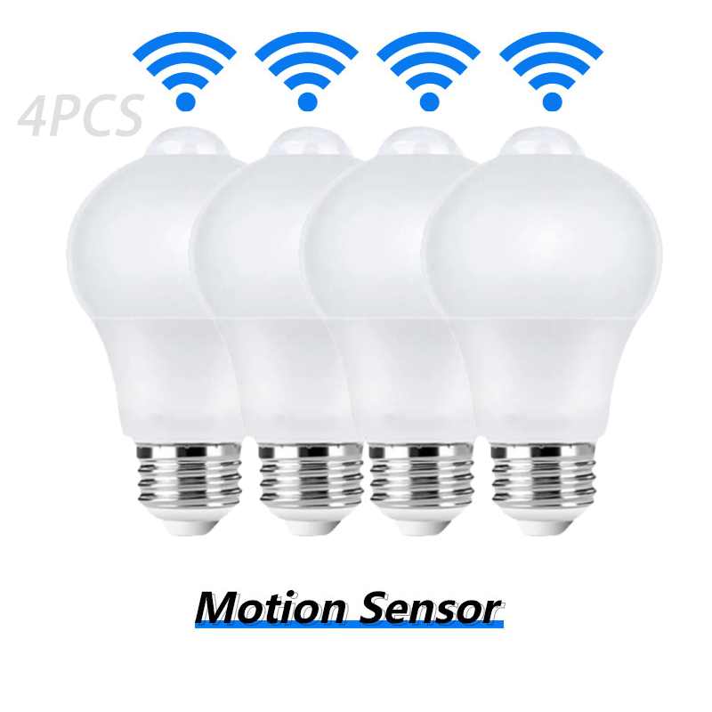 4 pcs Motion Sensor LED Light 220V E27 6W 9W 12W 15W 18W 20W LED Lamp Auto Smart Infrared LED Bulb Energy Saving Bombillas Home