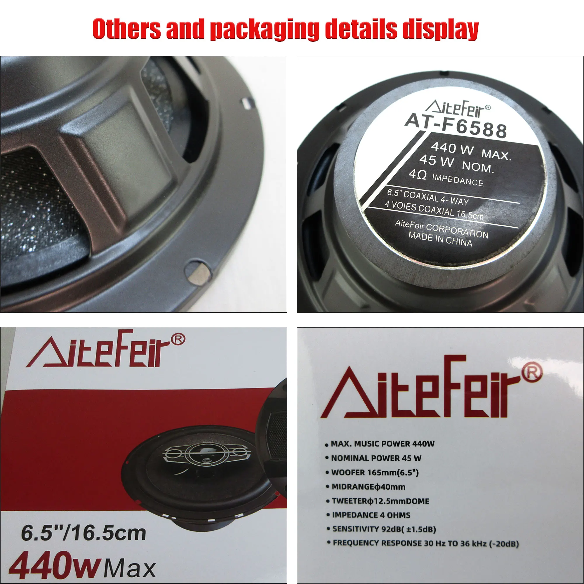 Inch 880W(2*440W) Way Universal Car Coaxial Auto Music