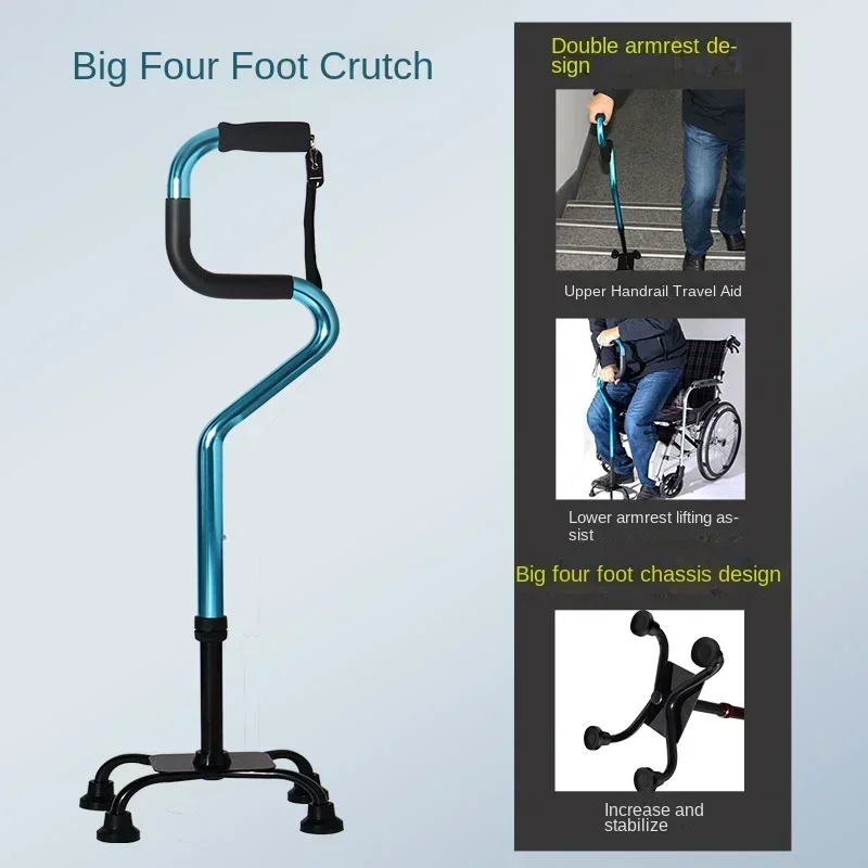 Walking Cane for Elderly Four-legged Non-slip Crutch Senior Fall-prevention Aid Rehabilitation Walking Assistant Seniors