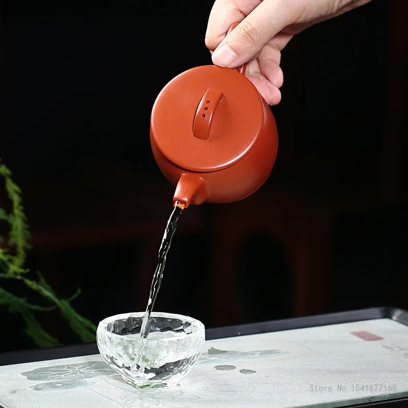 Creative Yixing Purple Clay Pots Raw Ore Vermilion Mud Home Living Room Office Tea Dining Table Items Kung Fu Hanwa Teapot 190ML