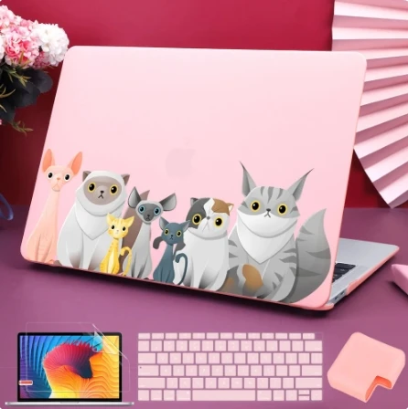 Custodia Di Plastica Cat Famiy Per Macbook Air Pro Retina 11 12 13 15 16 2020 A2179 A2289 Tastiera Skin Screen Protector Sleeve Caricatore
