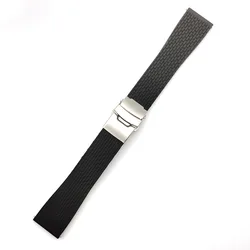 Silicone Quick Release Watch Strap with Folding Buckle - Versatile Rubber Replacement Band - 18mm (Black)