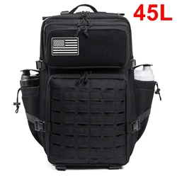 Enhanced Tactical Backpack with Laser Cut Molle and Dual Cup Holders - Perfect for Outdoor, School, or Gym Use (45L Black)