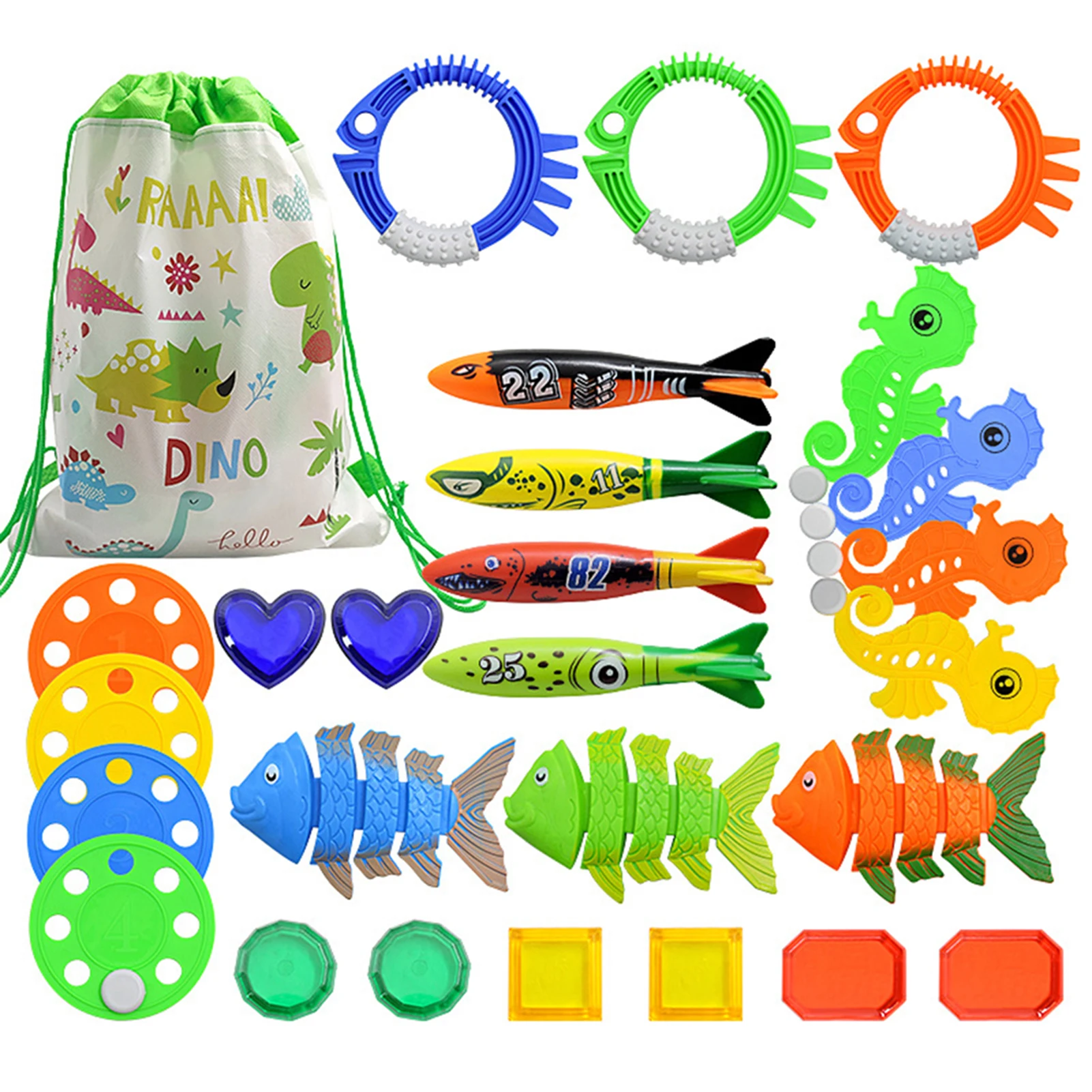 

Diving Toys Kids Outdoor Pool Underwater Treasure Diving Water Play Toy Set