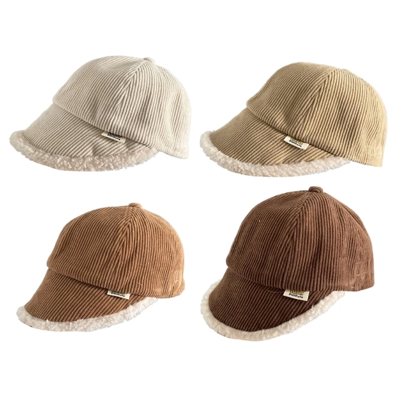 

Unisex Baby Cord Brim Hat Warm Comfortable Peaked Cap Striped Children Hat Cap