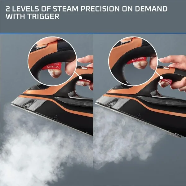 Rowenta Steam Force Pro Stainless Steel Soleplate Steam Iron for Clothes 400 Microsteam Holes, Cotton, Wool, Poly, Silk 2