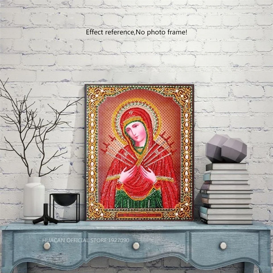 Description Picture 3 of itemHuacan Special Shaped Diamond Painting Cross Stitch Religious Mosaic Diamond Embroidery Bead DIY People 5D Home Decor 22x28CM