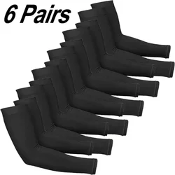 Unisex Plus Size UV - Blocking Fingerless Cooling Sleeves (Black - 6Pcs)