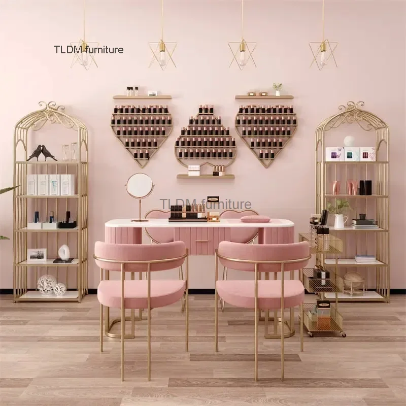 

Modern Minimalist Manicure Table and Chair Set Light Luxury Beauty Salon Nail Tables Salon Furniture Household Nail Makeup Table