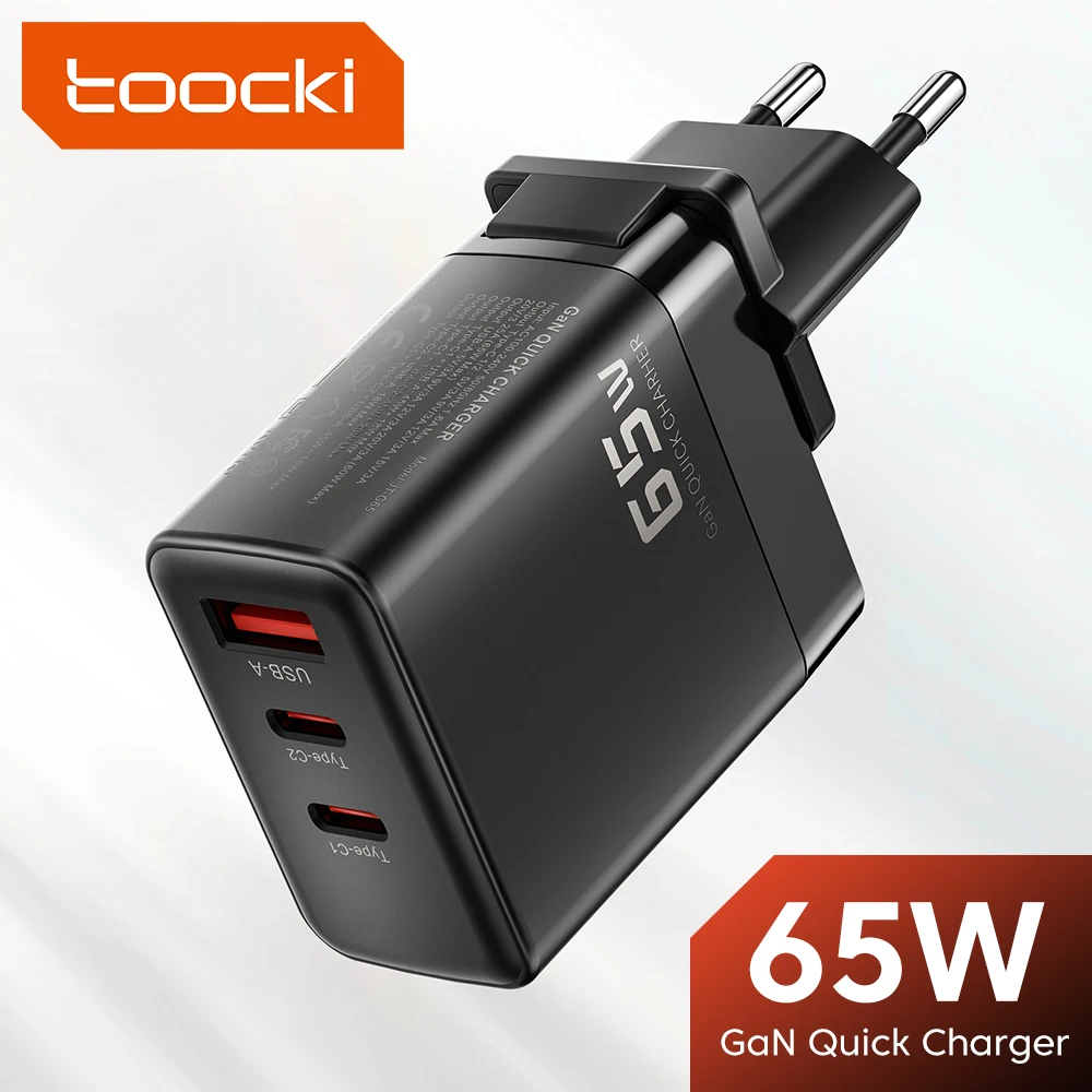 

Зарядное устройство Toocki с USB-портом, 65 Вт, Quick Charge 3,0, 4,0, Type-C