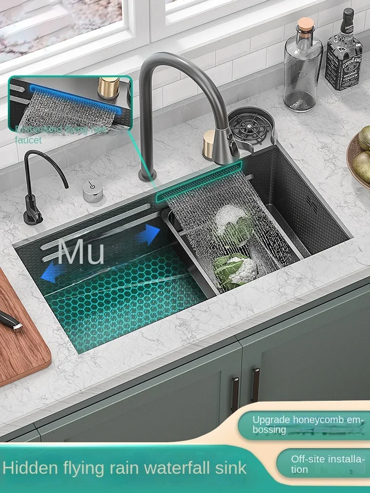 Undercounter sink Feiyu Cabinet built-in kitchen large single sink 304 stainless steel Feiyu waterfall washbasin