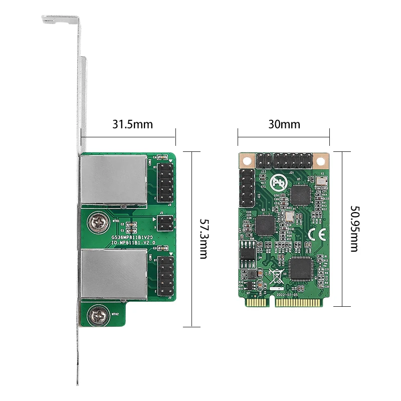 Placa de Rede Mini Pcie para Portos Rj45 2.5g 2500mbps Gigabit Ethernet Adaptador Lan Mini Pci Express Nic Realtek 8125b Chip para pc - Imagem 2
