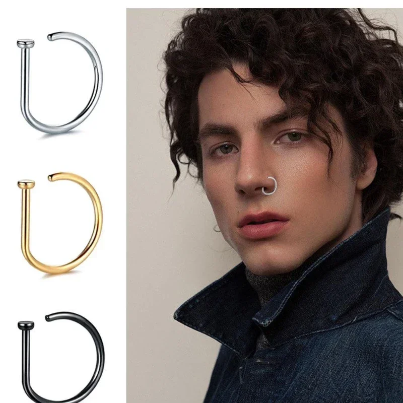 Nose Rings Piercing Jewelry Body Jewelry Nose Studs Body Piercing Earrings Ear Piercing Jewelry Metal Jewelry Fake Non Piercing Stainless Steel Nasal Ring For Women Men