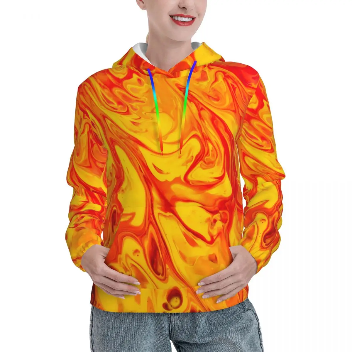 

Marble Fire Streetwear Hoodies Winter Abstract Print Outerwear Hooded Shirt Women y2k Funny Graphic Oversized Pullover Hoodie