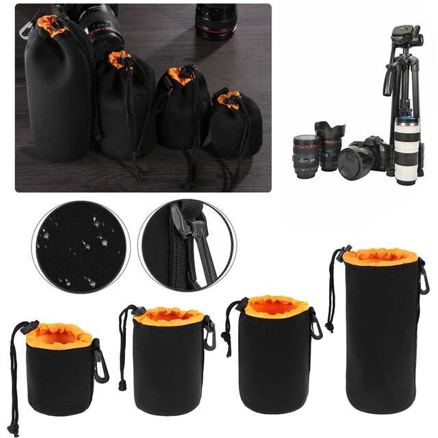 Waterproof Soft Neoprene Camera Lens Pouch Bag Drawstring Protector Case 2