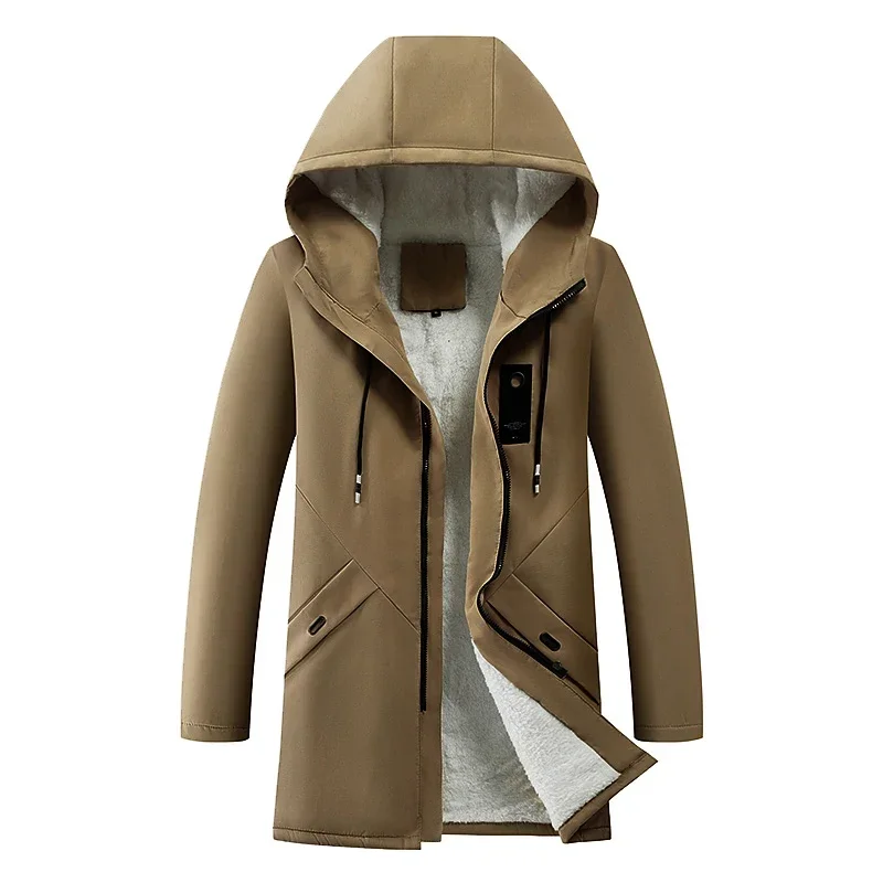 Trench Coat Casual Men Jacket Waterproof Windbreaker Jacket Autumn and Winter Korean Style Men Mid-length Trench Coat Men's Hooded Solid Jacket