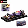 New Original Bburago 1:43 F1 Rb19 Las Vegas Gp Helmet Red Bull Rb19 Dust Cover #1 Max Verstappen #11 Sergio Perez Formula Racing 1