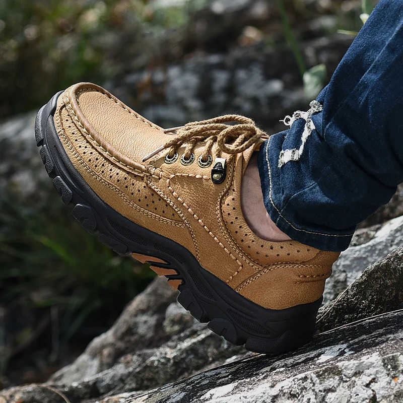 

Men Casual Shoes lace up Spring Autumn genuine Leather Wear-resistant Shoes Male British Designer Shoes Outdoors Men sneakers
