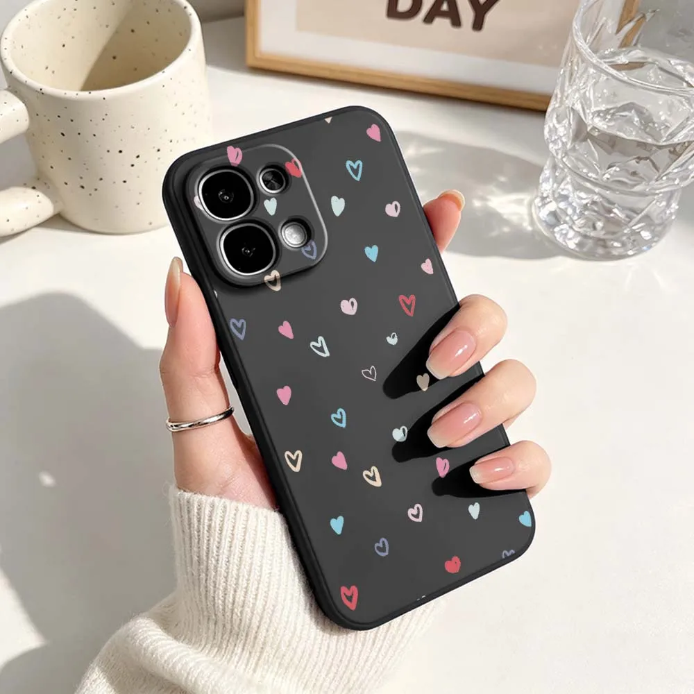 Artistic Red and Pink Hearts Phone Case - Black Finish
