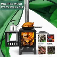 Wood Burning Stove,Folding Portable Wood Stove,Tent Stove for Heating,Outdoor camping stainless steel desktop stove include Pipe 3