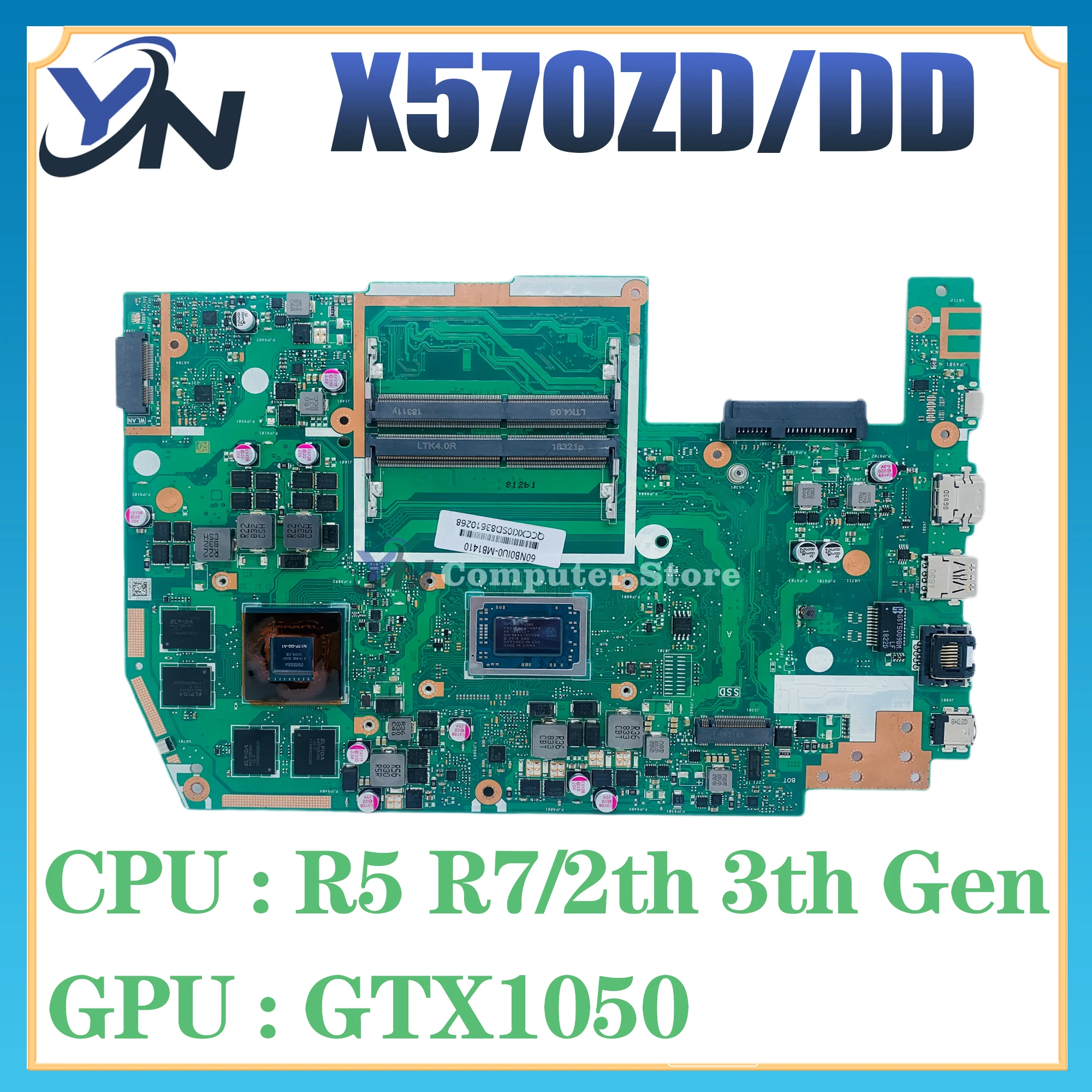 

Notebook X570 Mainboard For ASUS TUF YX570ZD YX570DD X570D X570DD X570ZD X570Z Laptop Motherboard AMD Ryzen R5 R7 GTX1050